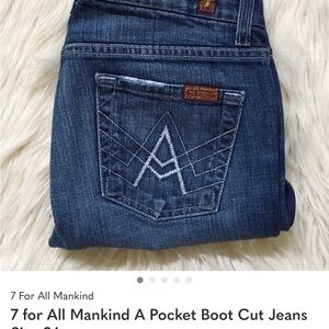 7 For All Mankind Dark Blue Denim Jeans - Mid Wash